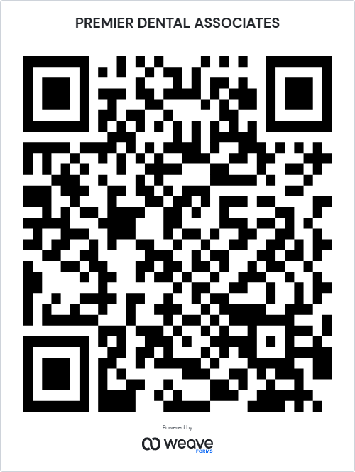 Premier Dental Associates QR code with Weave branding at the bottom