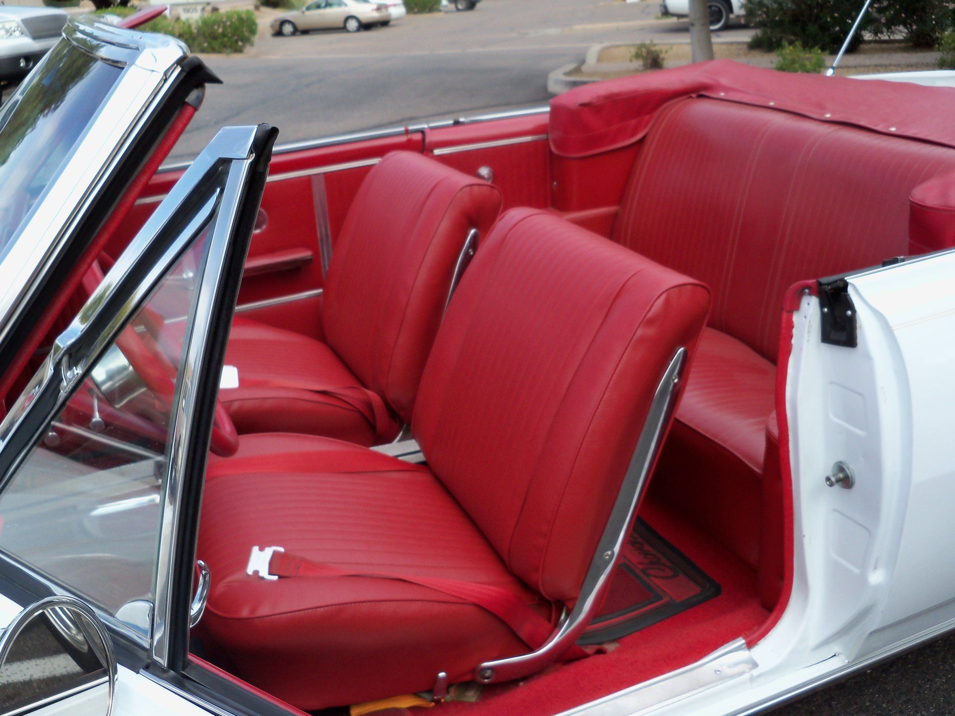 Red auto interior upholstery