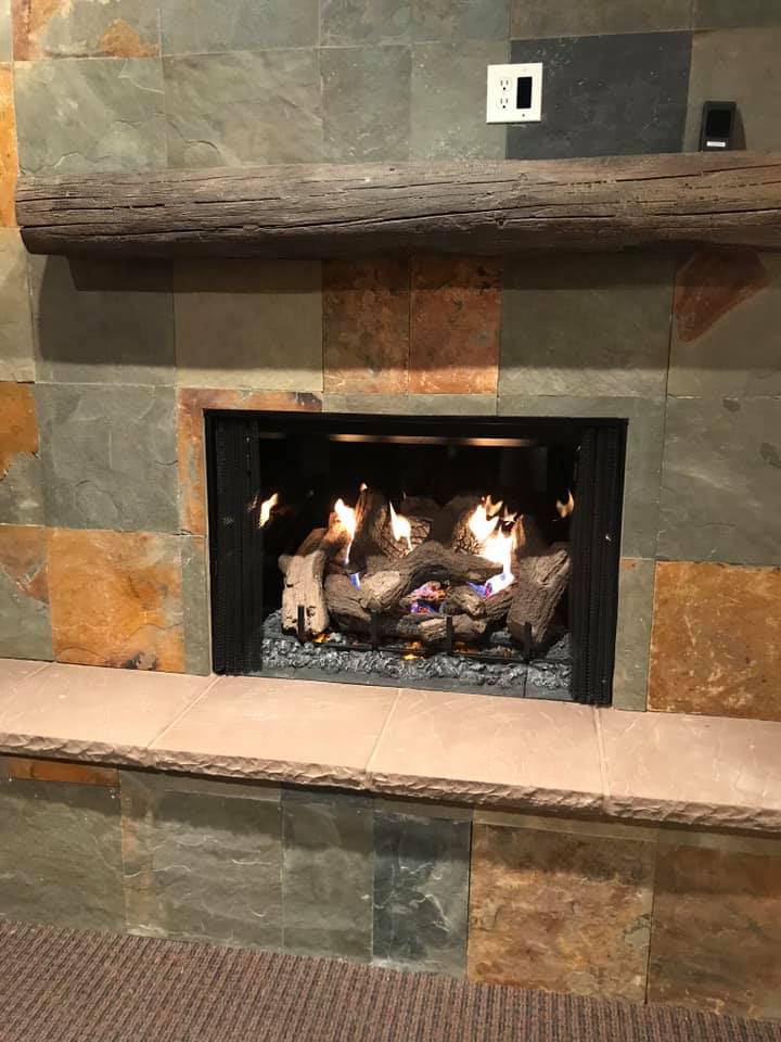 Wood burning fireplace