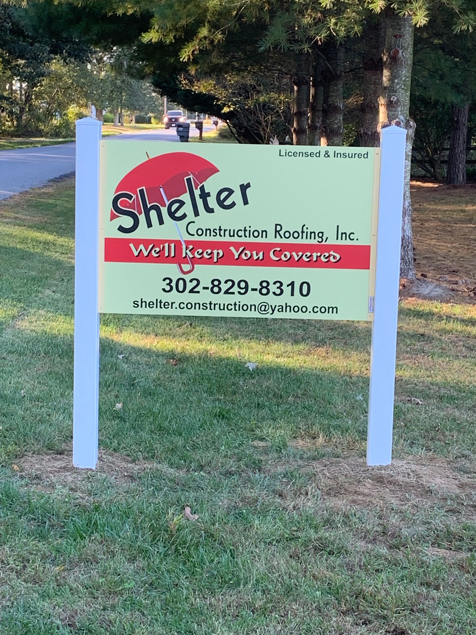 Shelter Construction Roofing sign board