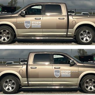 Two brown pickup trucks with 