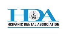 The logo for the hispanic dental association is blue and white.