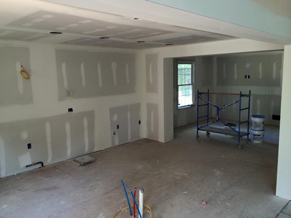 A room with a scaffolding in the middle of it