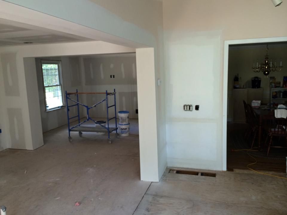 A room with a scaffolding in the middle of it