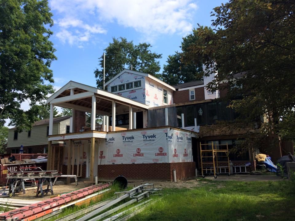 A house is being remodeled with styrofoam on the side