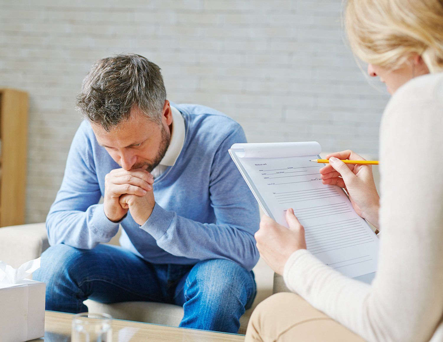 Man seeking counseling