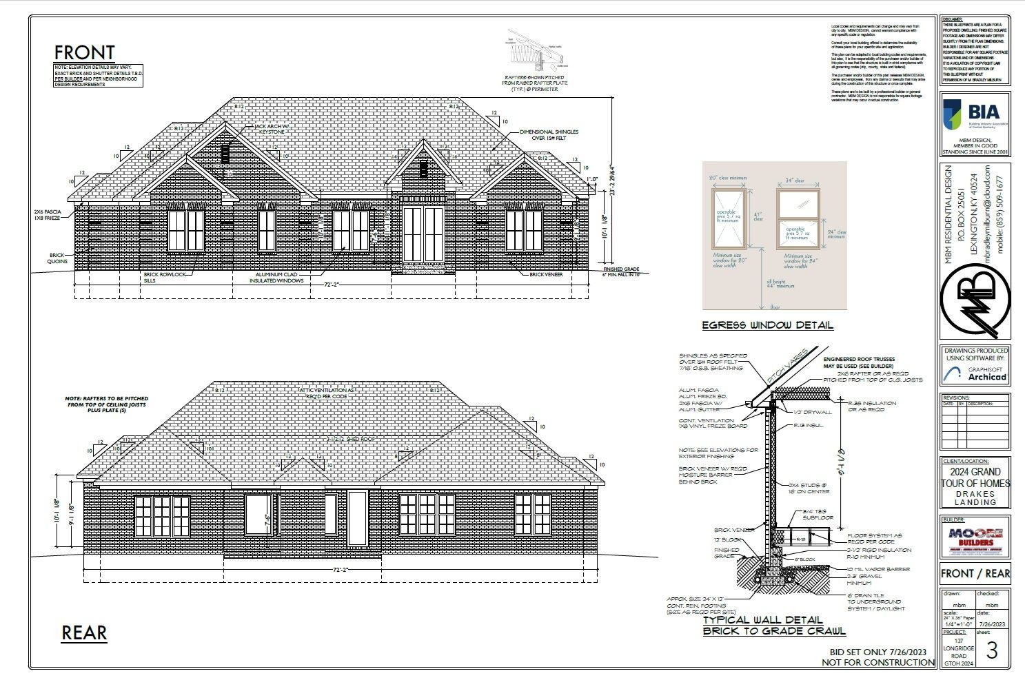 A black and white drawing of a brick house