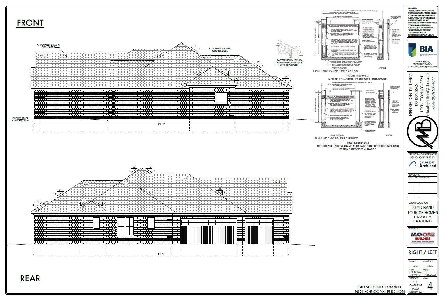 A black and white drawing of a house with a brick facade.