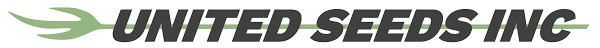 Logo of United Seeds INC. with a green curved arrow and dark text.