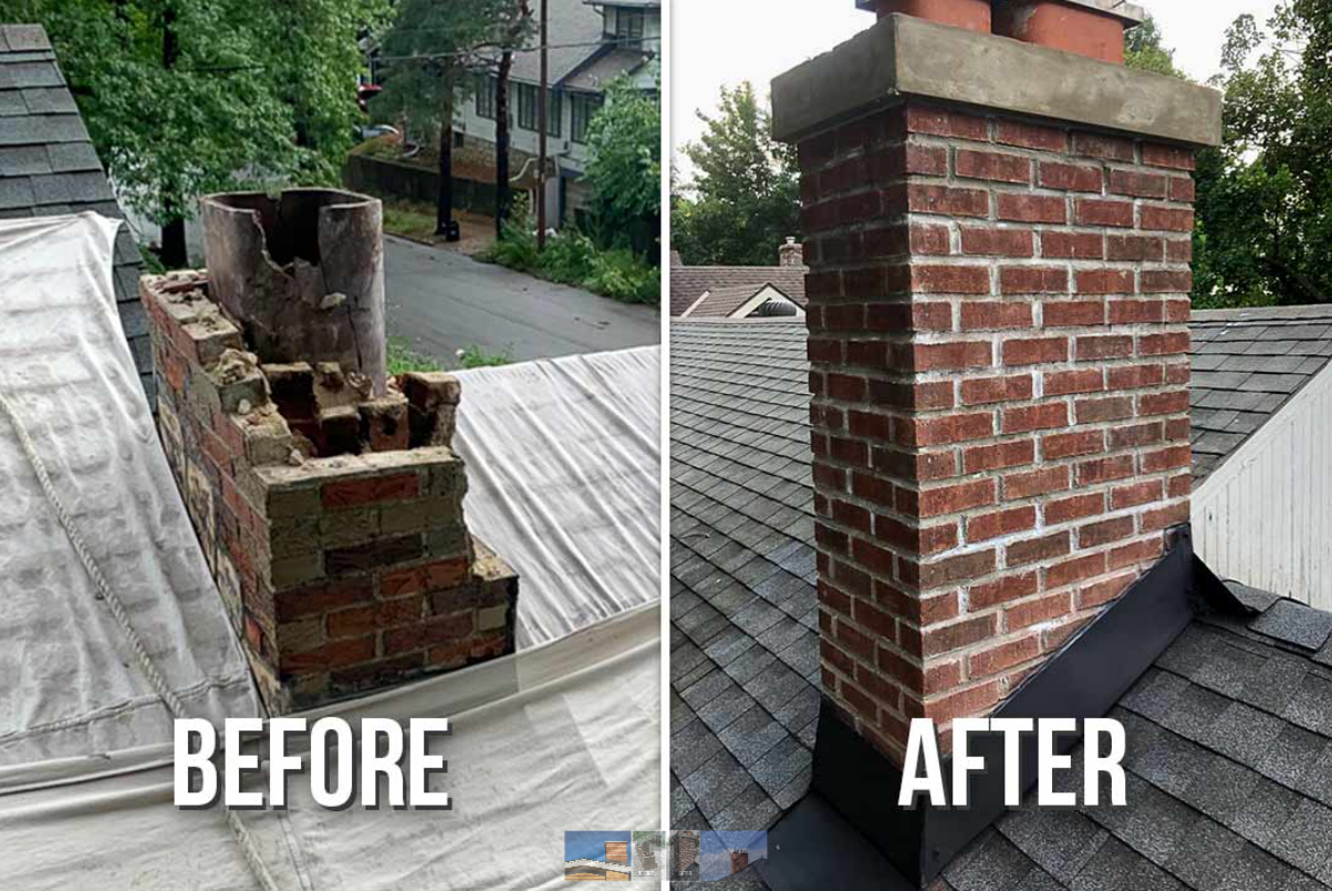 Chimney repair before and after service