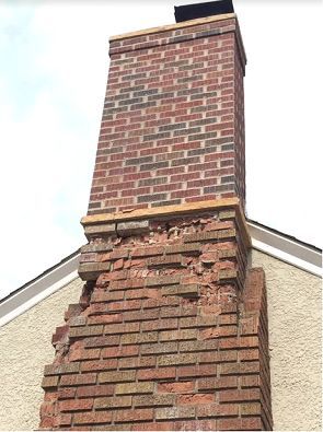 Damaged chimney