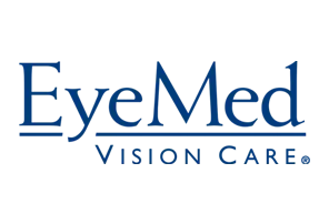 EyeMed Vision Care logo in blue, sans-serif font, with 