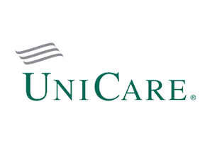 UniCare logo: Green text with gray waves above.
