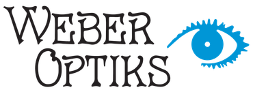 Weber Optiks logo with text and blue eye graphic.