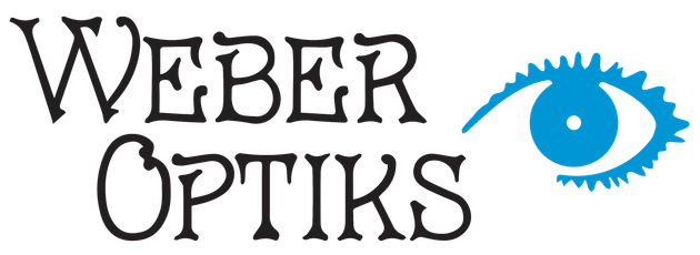 Weber Optiks logo with text and blue eye graphic.