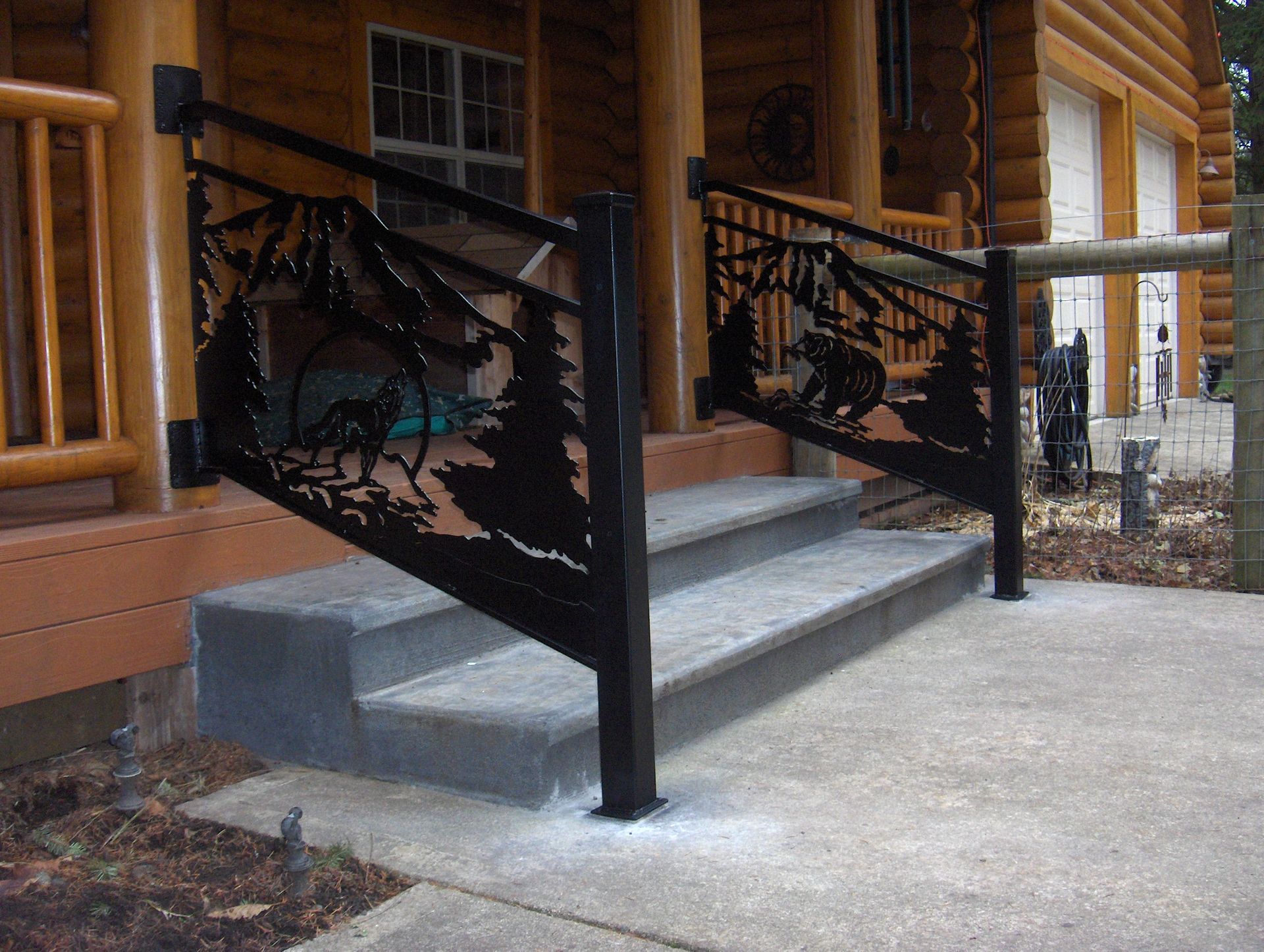 A wooden house with ornamental railing