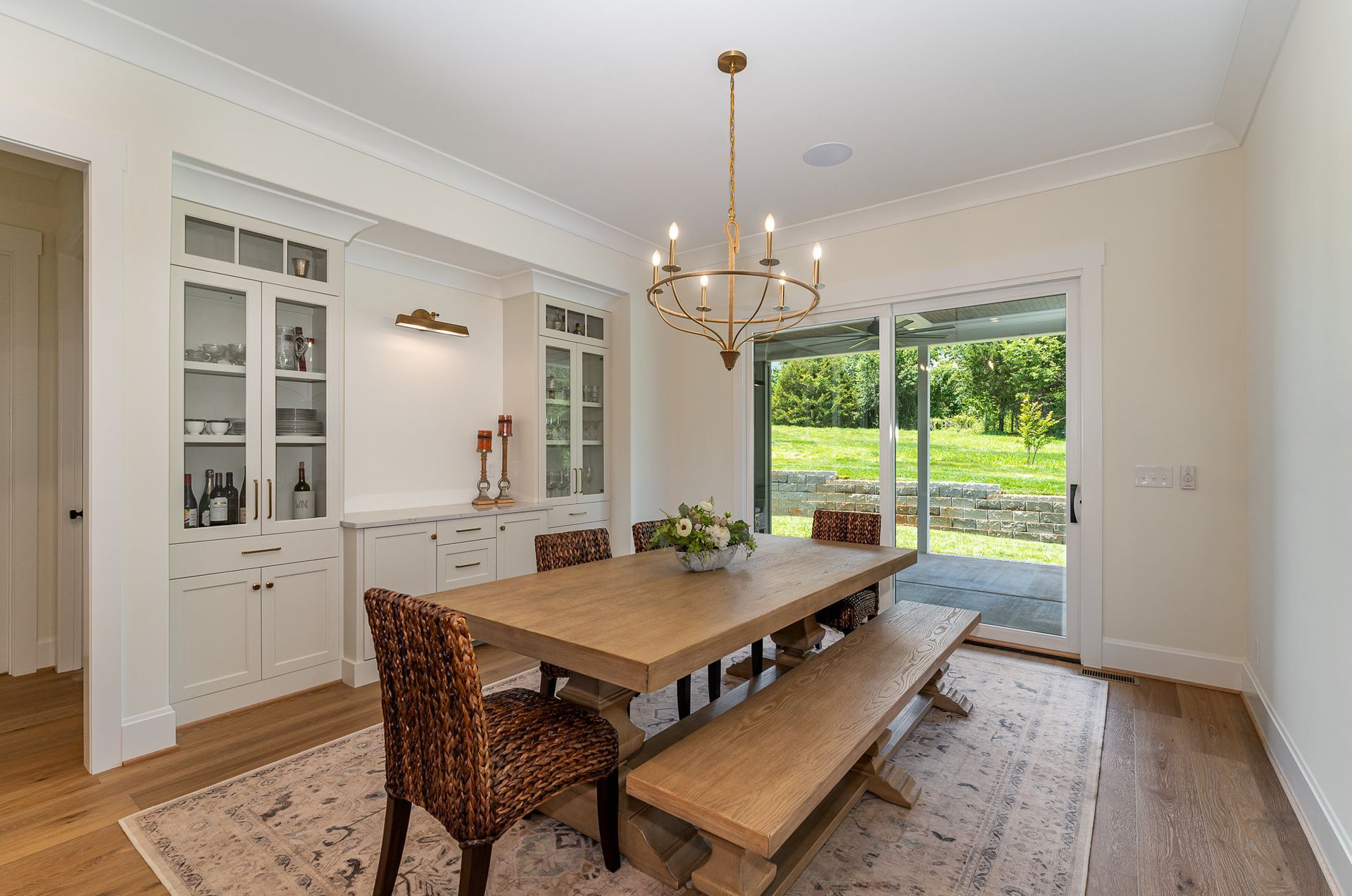 The Dreamscape dining room with a wooden table