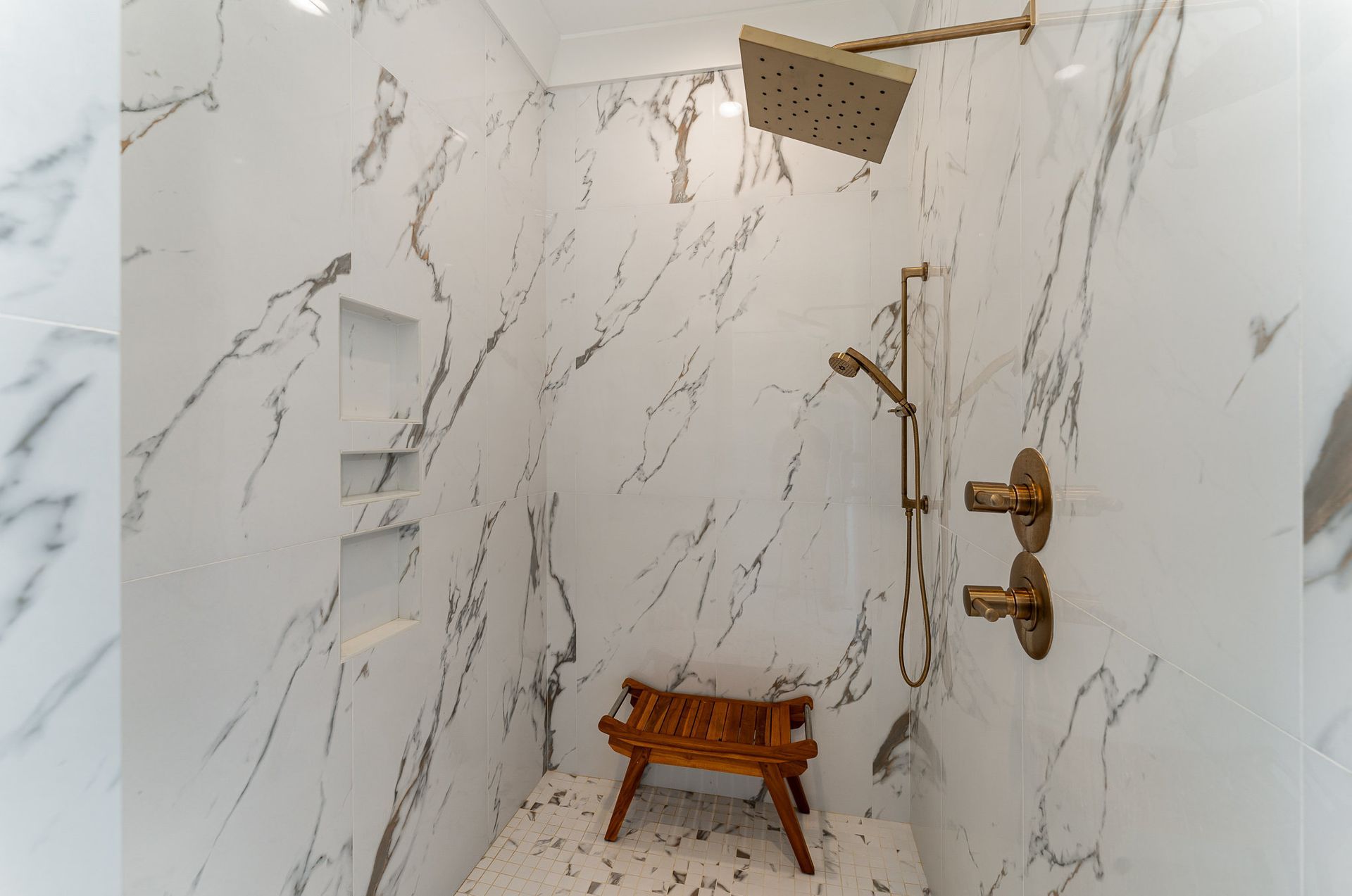The Dreamscape shower with marble walls