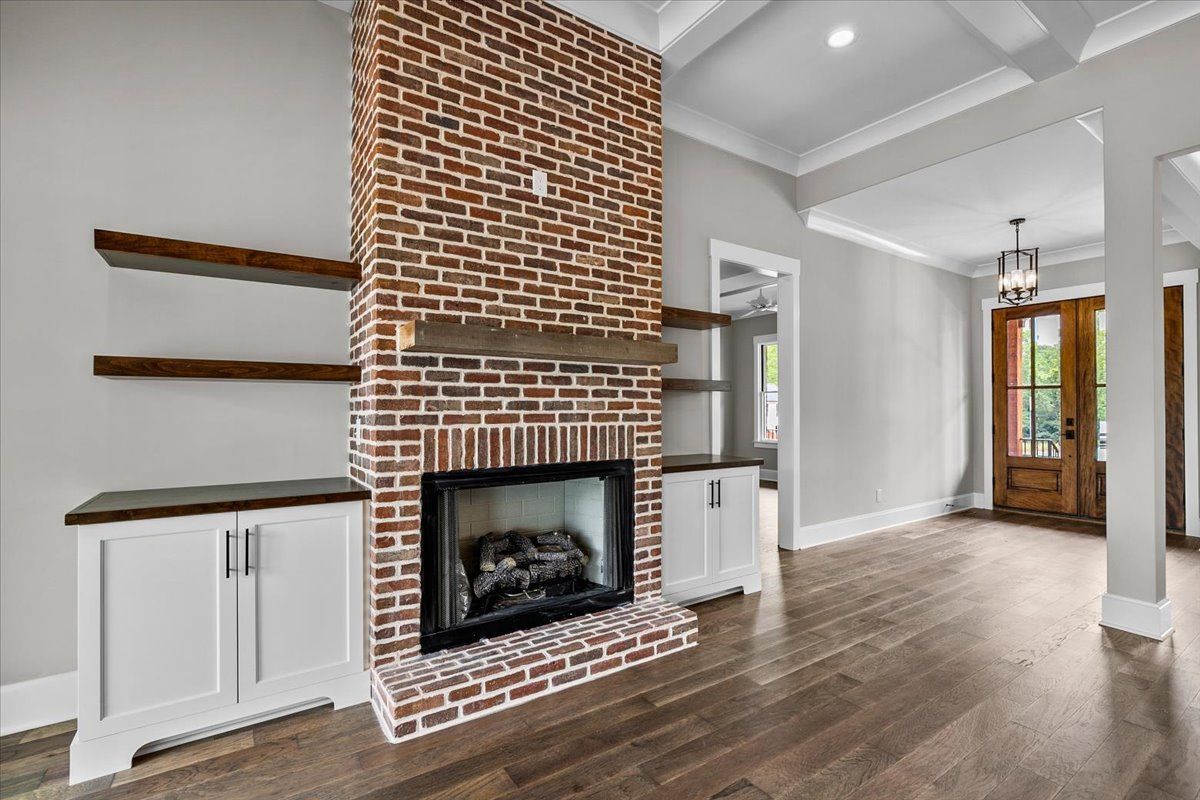 Fireplace in the middle of a room