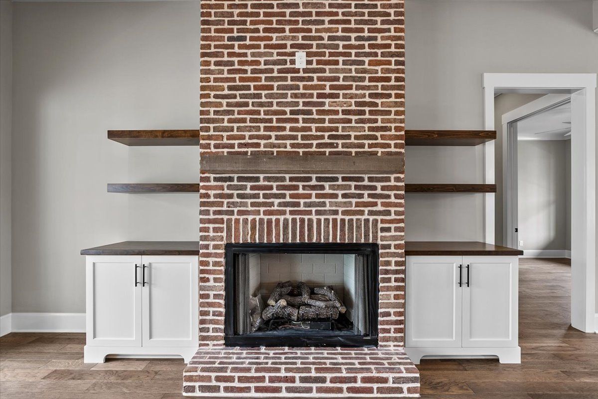 Brick fireplace