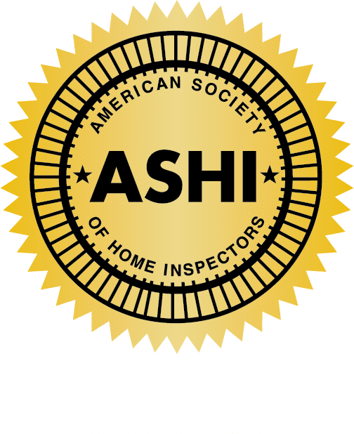 ASHI logo with white text and circular icon on a blue background, American Society of Home Inspectors