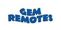 Blue “GEM REMOTES” logo on a white background