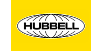 Hubbell logo in black on a yellow background with a white oval outline