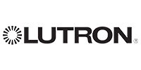 Lutron logo in black text with a sunburst icon on a white background