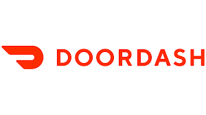 the doordash logo is red and white on a white background .