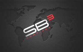 a logo for SB3 coatings with a map in the background