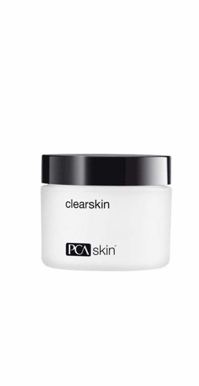 A jar of clearskin by pca skin on a white background