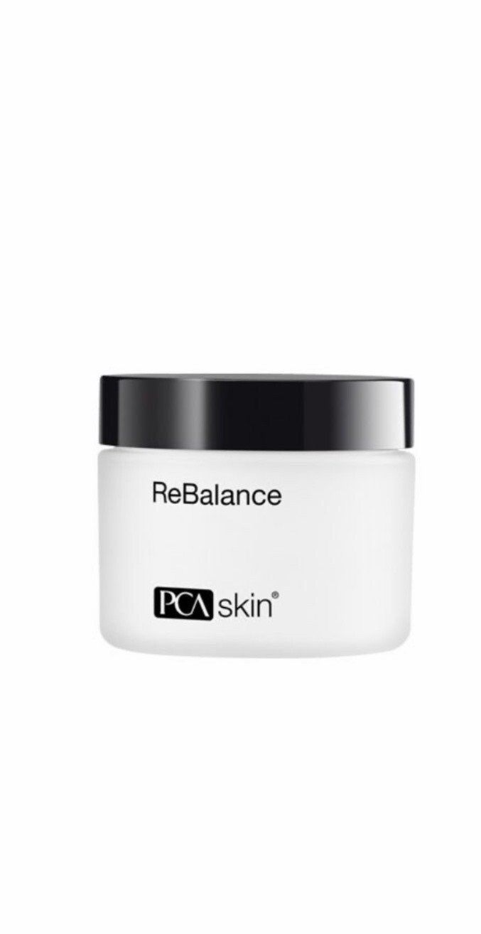 A jar of rebalance by pca skin on a white background