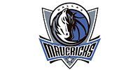 Dallas Mavericks logo: a white horse head inside a blue basketball, with "MAVERICKS" below.
