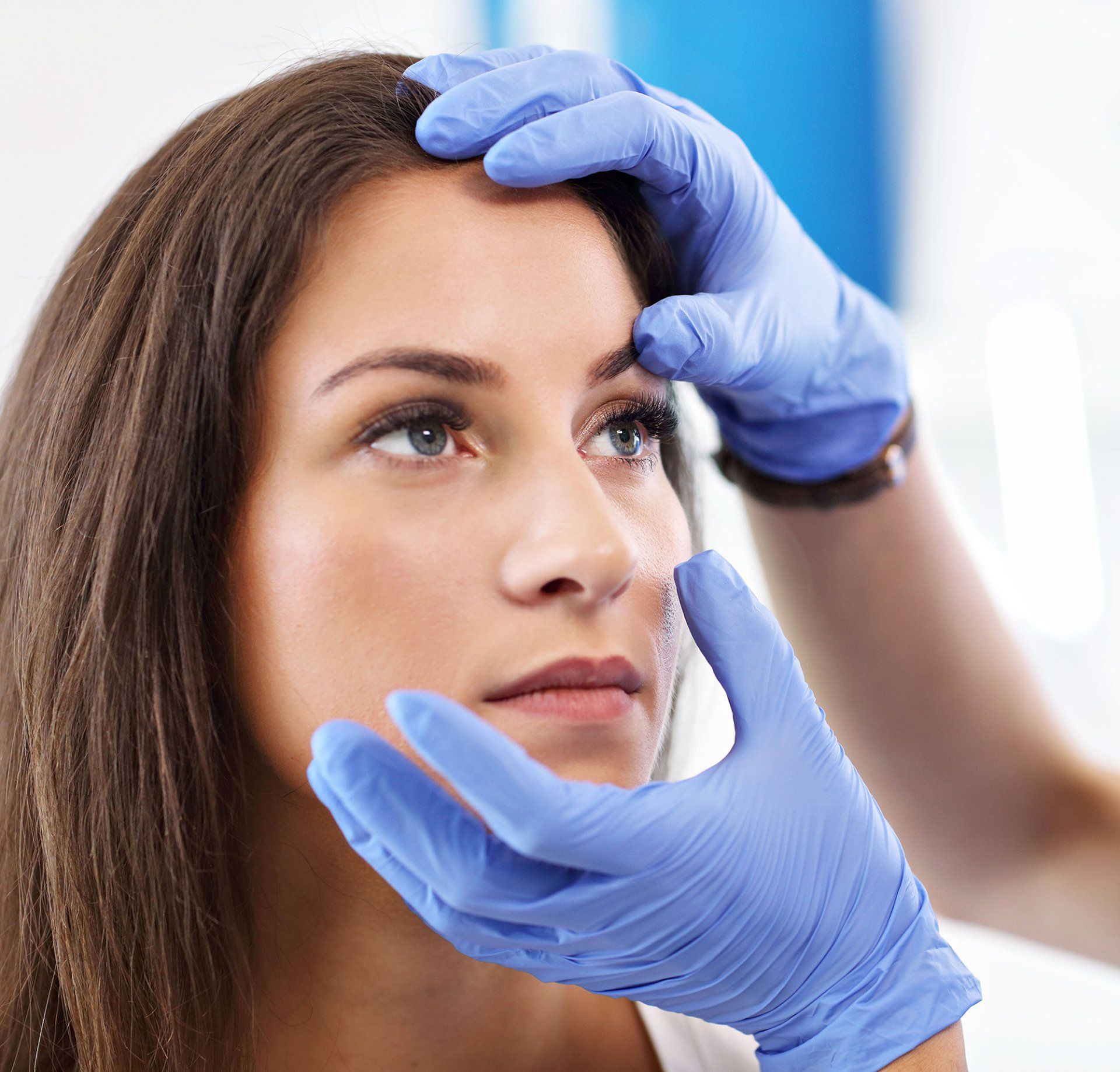 Checking the woman's eye