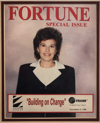 A framed Fortune magazine special issue cover featuring a professional portrait, titled 