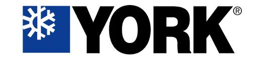 York logo with a snowflake design on the left side. The brand name appears in bold, black text.