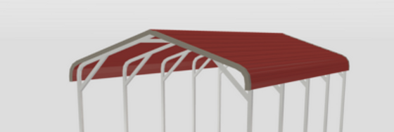 Red canopy tent with white frame supports