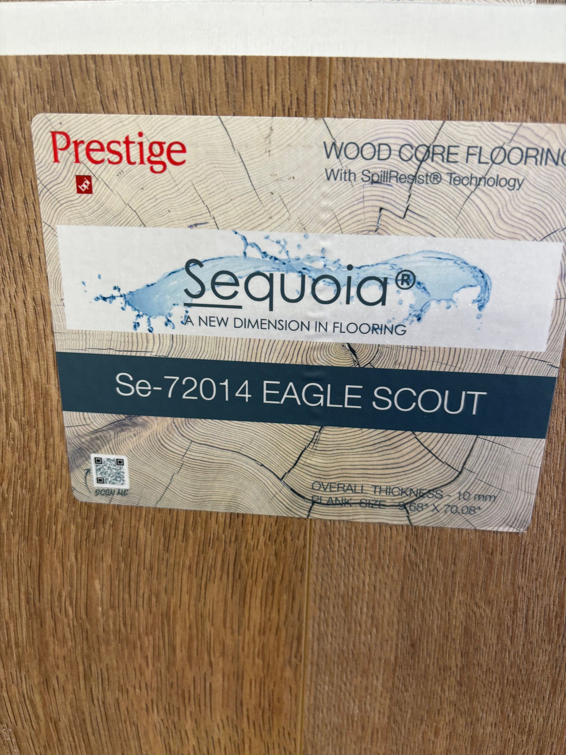 A piece of wood with a label that says Sequoia on it.