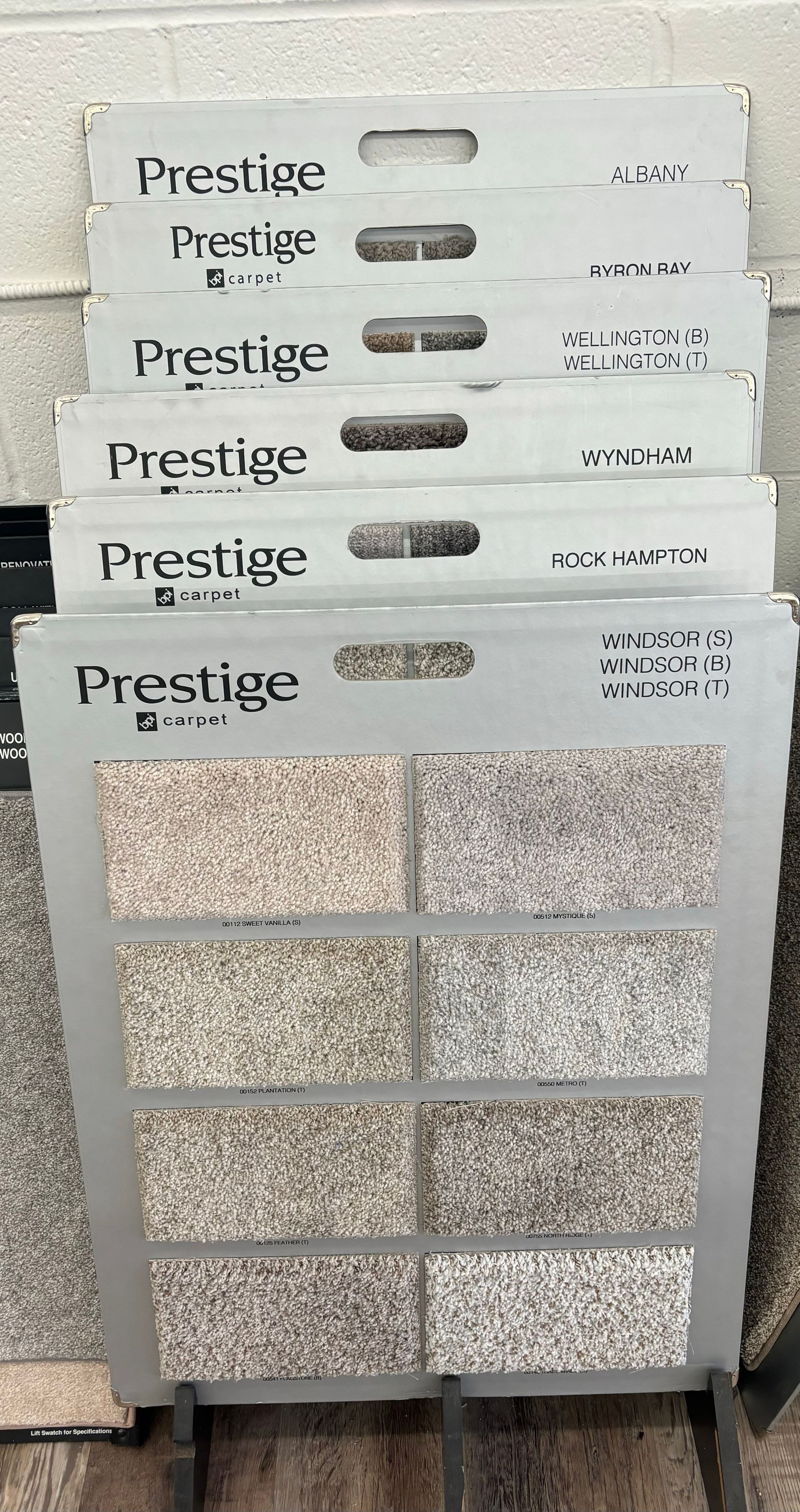 There are many different types of carpets on display.