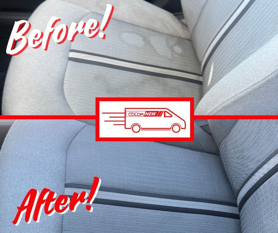 A before and after picture of a car seat