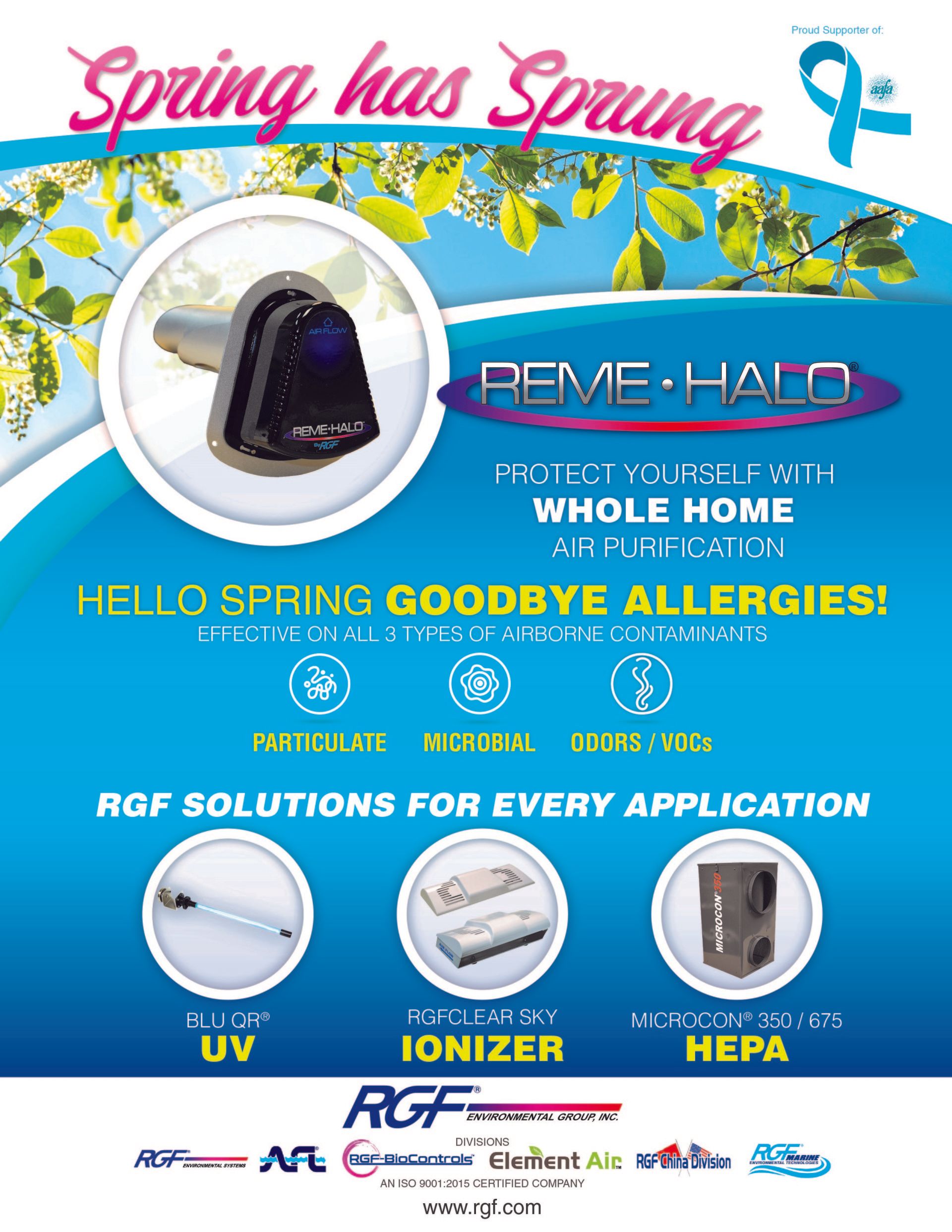 A poster for a whole home air purifier that says `` spring has spring ''.