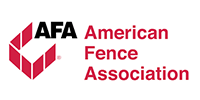 Logo of the American Fence Association; black AFA text next to red fencing graphic and 