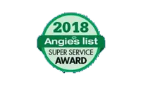 Angie's List Super Service Award, 2018, in green and white.