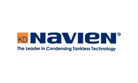 Logo for Navien: blue text 