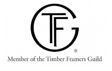 The logo for the member of the timber framers guild.