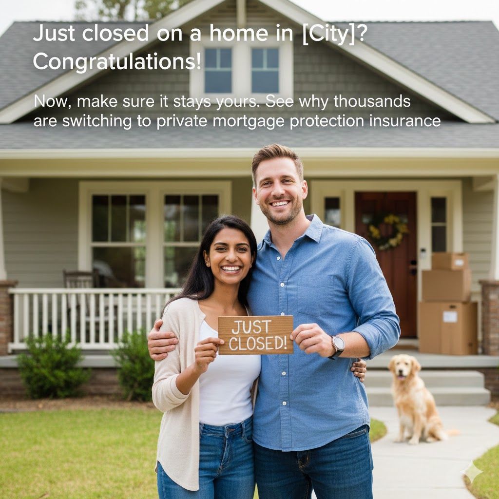 A couple stands in front of a house holding a 