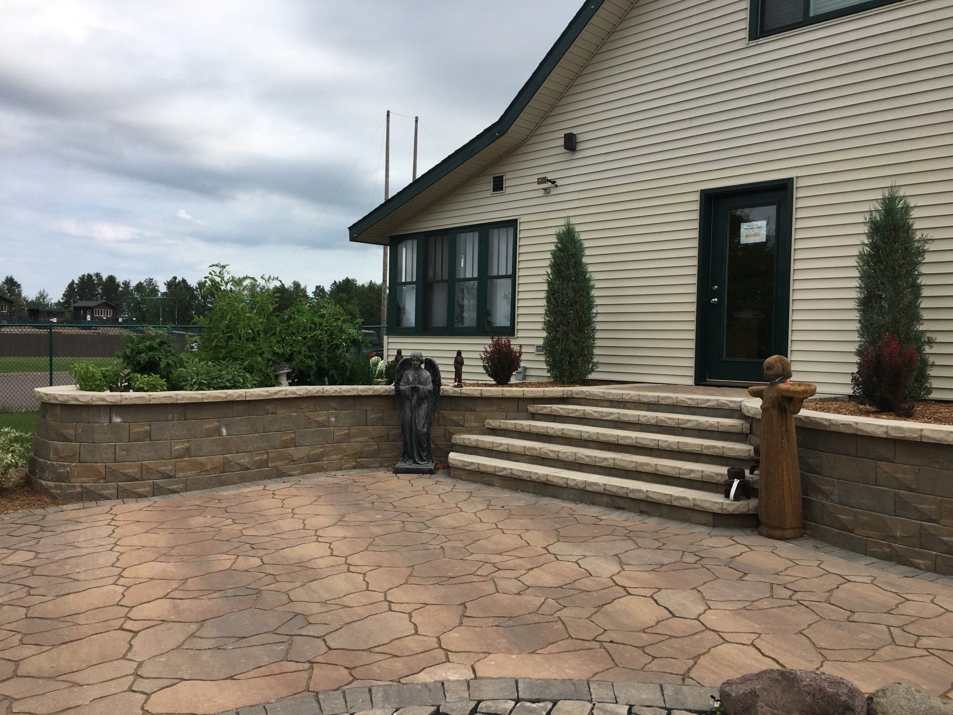 Residential house and stone walkway
