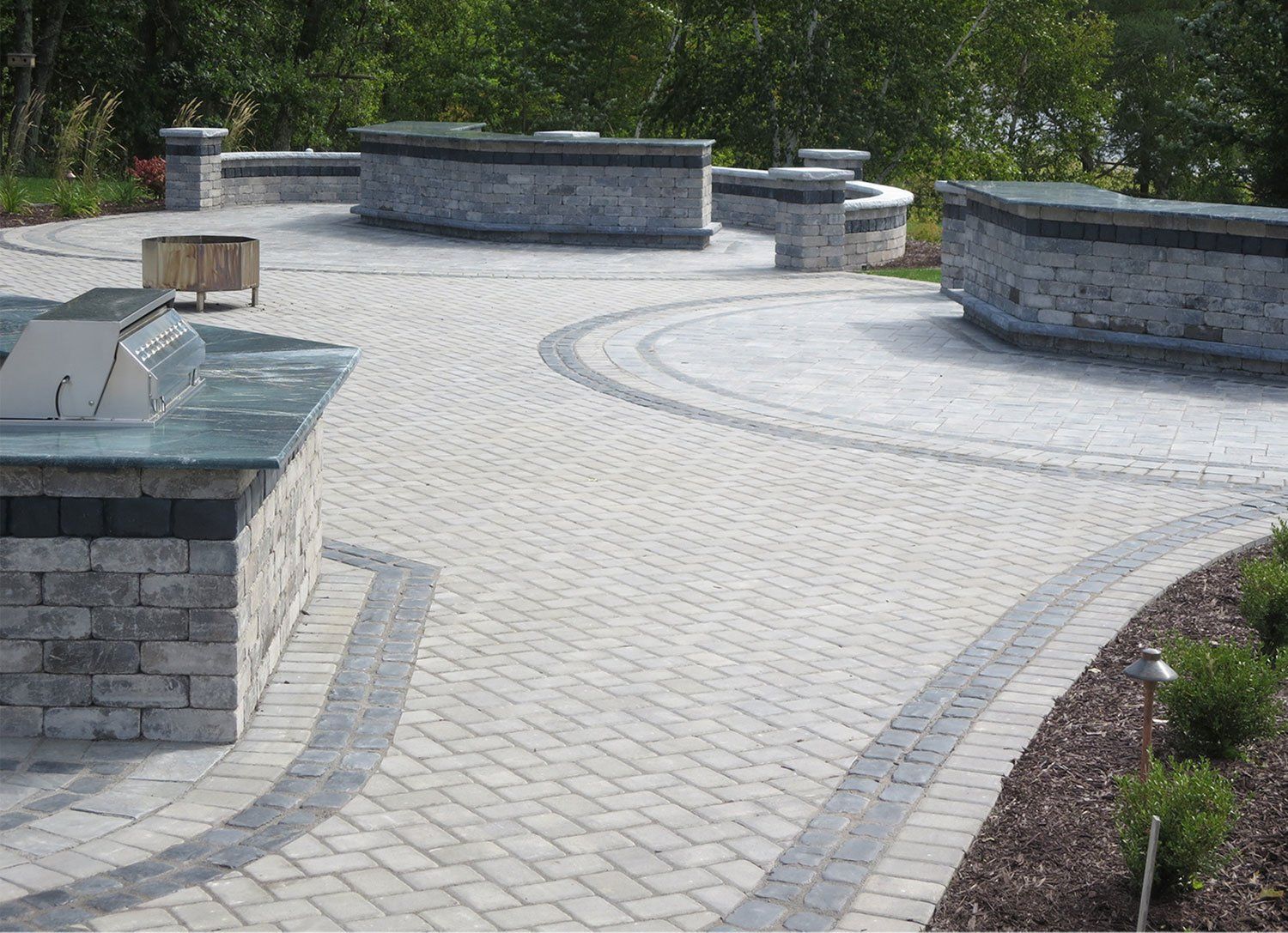 Patio and brick wall