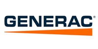 The Generac logo, featuring dark blue text with an orange triangle underlining the word.