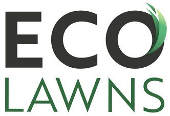 Eco Lawns logo in black and green with a leaf forming the &ldquo;O&rdquo;